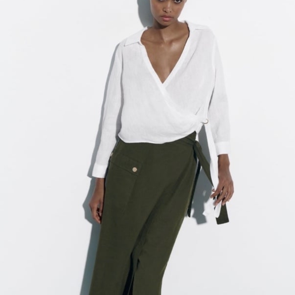 Zara Dark Green Midi Skirt - Picture 3 of 9